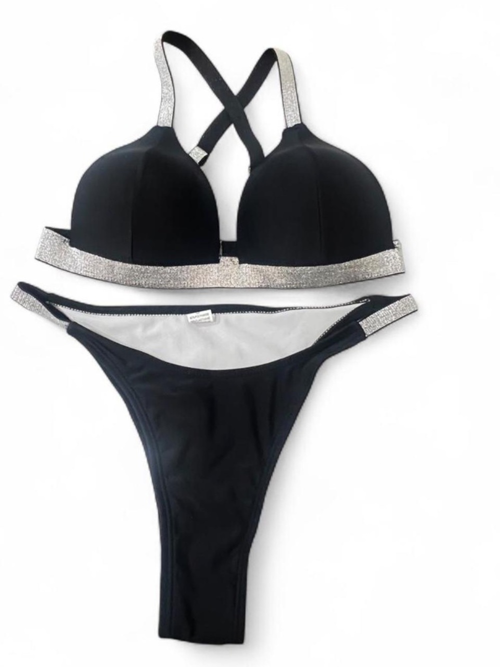 Black & Silver Bikini Set Size S